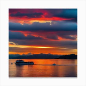 Sunset At Seattle Harbor 2 Canvas Print