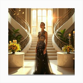 Woman In A Black Dress Canvas Print