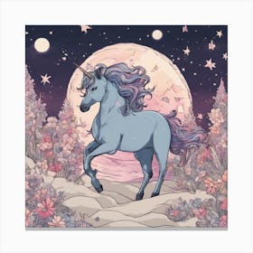 Unicorn In The Moonlight Canvas Print