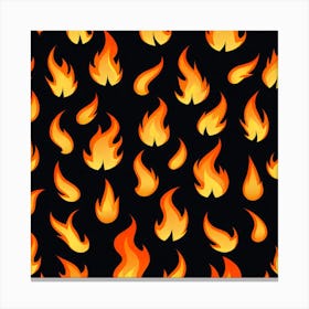 Flames On Black Background 12 Canvas Print