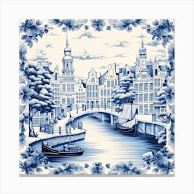 London England Delft Tile Illustration 4 Canvas Print