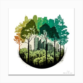 Cityscape With Trees.A fine artistic print that decorates the place. Canvas Print