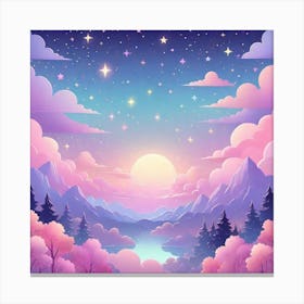 Sky With Twinkling Stars In Pastel Colors Square Composition 272 Canvas Print