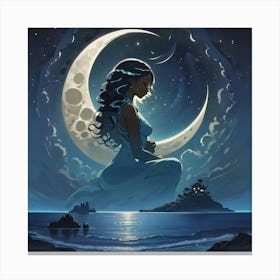 Moon And The Girl Canvas Print