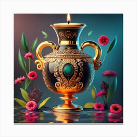 A vase of pure gold studded with precious stones 7 Canvas Print