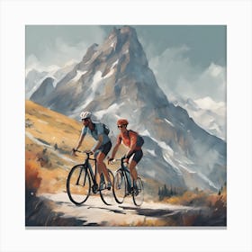 Cycling Couple Art Print Canvas Print