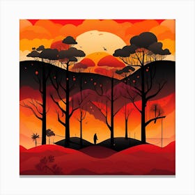 Sunset In The Forest 3 Canvas Print