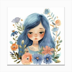 Girl With Blue Hair 8 Canvas Print