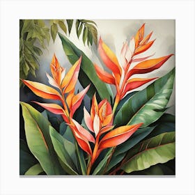 Flower Motif Painting Heliconia Art Print 2 Canvas Print