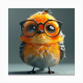 Cute Bird With Glasses Canvas Print