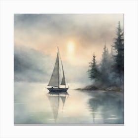 Sailboat In The Mist Canvas Print