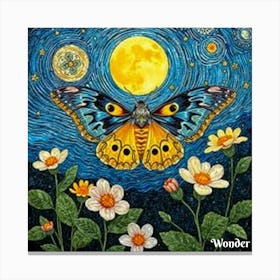 Moon And Butterflies 5 Canvas Print