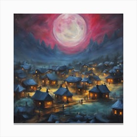 Full Moon Village Canvas Print
