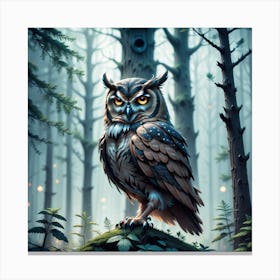 Owl In The Forest 78 Canvas Print