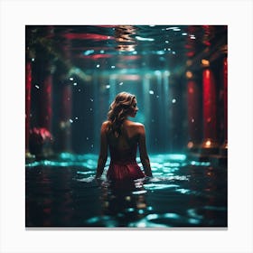 Woman In The Water Canvas Print