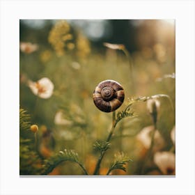 Snail In A Field Canvas Print