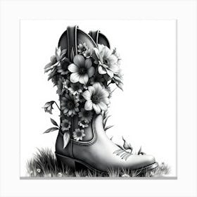 Cowboy Boots With Flowers Leinwandbild