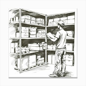 Man In A Warehouse Canvas Print