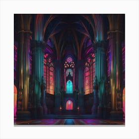 Cathedral Lit Up With Neon Lights Canvas Print