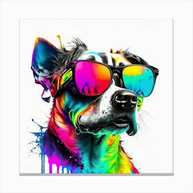 Colourful Dog Sunglasses (77) Canvas Print