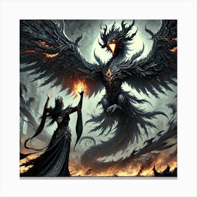 Queen Sorath Dark Flame Phoenix Canvas Print