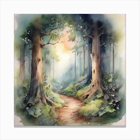 Leonardo Diffusion Xl Watercolor Fairytale Woods Watercolor E 0 Canvas Print