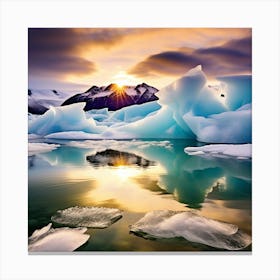 Icebergs At Sunset 33 Canvas Print