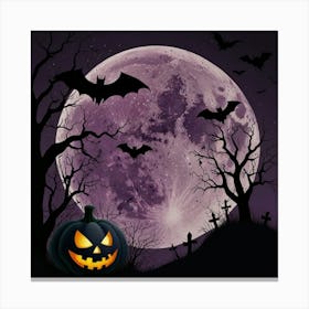 Full Moon And Bats Canvas Print