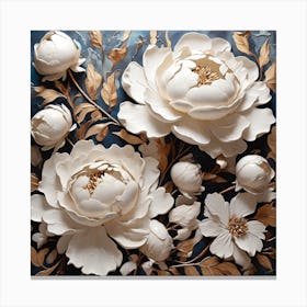 Pattern with White Peony flowers 1 Canvas Print