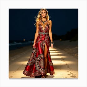 Red Evening Gown 6 Stampe su tela