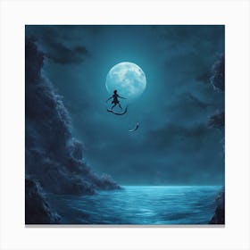 Mermaid In The Moonlight Canvas Print