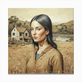 Portrait of Gabrielle In The Hay, by Peter Ghetu 2024 Canvas Print