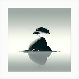 Tree On A Rock Canvas Print