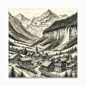 Village In The Mountains Canvas Print
