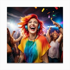 Energetic Woman With Vibrant Dyed Hair Cheerful Smile Standing Alone In A Studio Personalized Wir (3) Canvas Print