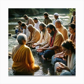 Meditation In The River Canvas Print