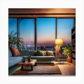 Modern Apartment Interior At Twilight Canvas Print