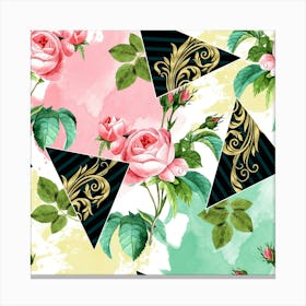 Floral Pattern With Roses Canvas Print