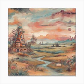 Landscape, Boho style Canvas Print