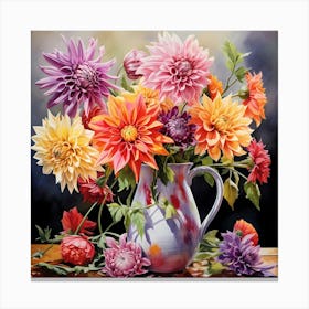 AI Petals of Passion: Ethereal Dahlia Waltz Canvas Print