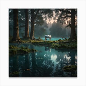 Unicorn In The Forest 3 Canvas Print