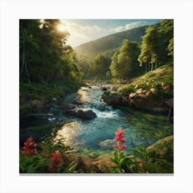 River In The Forest Canvas Print