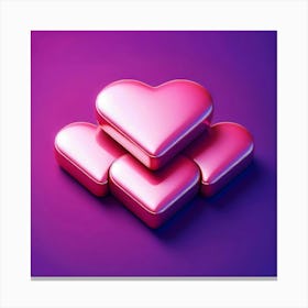 3d Rendering Of Pink Hearts Canvas Print