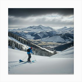 Skier On The Slopes Canvas Print