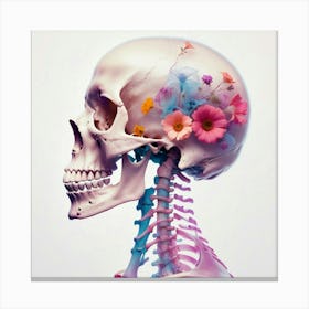 Skull With Flowers Canvas Print