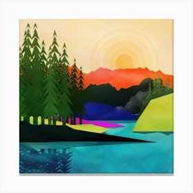 Setting Sun near the Peaceful River Canvas Print