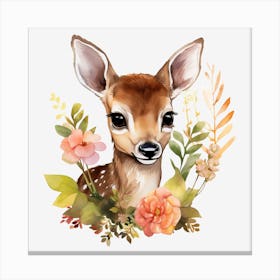Fawn In Flowers Canvas Print