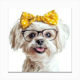 Cute Dog With Glasses 3 Canvas Print