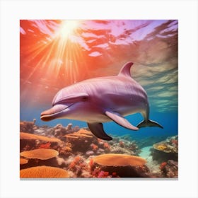 Dolphin In The Sea Canvas Print