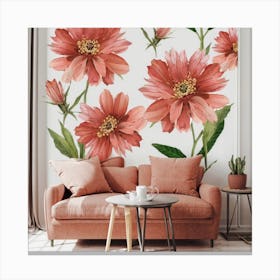 Wall Paper With Flowers Canvas Print